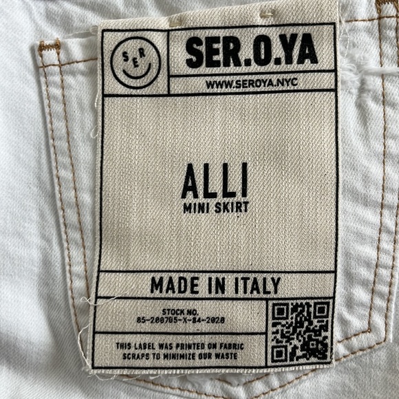 SER.O.YA Alli Skirt in White Mini Skirt Size 23 Denim Jean NWT REVOLVE short - Picture 10 of 10